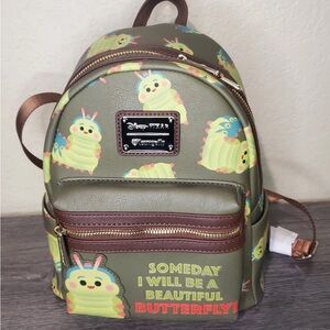 Disney Green Caterpillar Backpack with Brown and Red Accents
